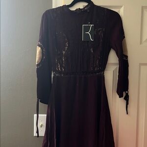 Dance & Marvel Long Sleeve Dress in Wine M